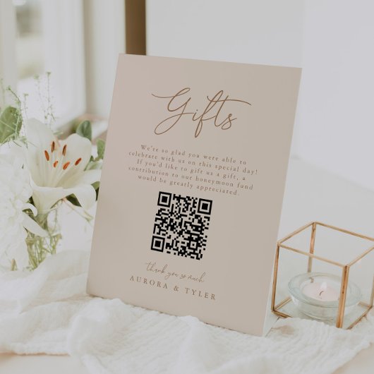 Signe De Table Note élégante sur les cadeaux de mariage beige