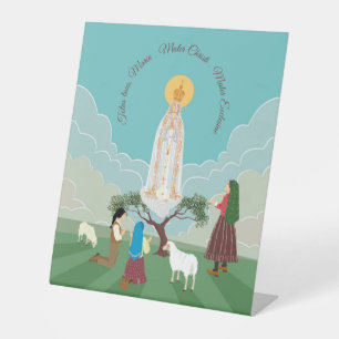 Signe De Table Notre-Dame de Fatima et les trois bergers