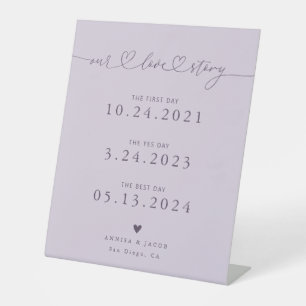 Signe De Table Notre histoire d'amour Coeurs Purple Mariage Timel