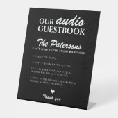 Signe De Table Notre Mariage Audio Guestbook Black White Modern (Recto)
