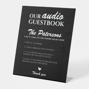 Signe De Table Notre Mariage Audio Guestbook Black White Modern