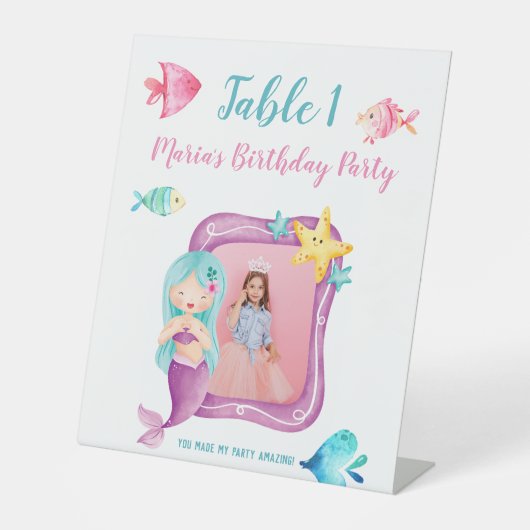 Signe De Table Notre petite sirène Photo Anniversaire Numéro de t (Recto)