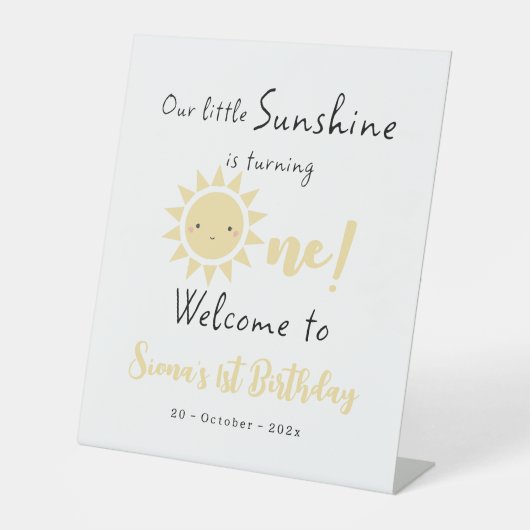 Signe De Table Notre soleil devient un joli anniversaire Bienvenu (Recto)