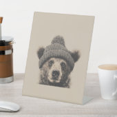 Signe De Table Nounours dans un bonnet - Drôle d'animal d'hiver (In SItu)
