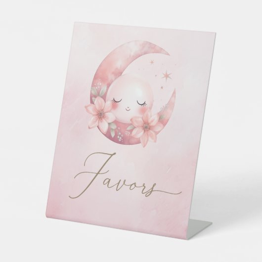 Signe De Table Nous Sommes Sur La Lune Fille Faveurs Baby shower (Recto)