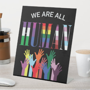 Signe De Table Nous sommes tous des mains colorées humaines 
