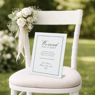 Signe De Table "Nous Vous Avons Gardé Une Place" Mariage Blanc