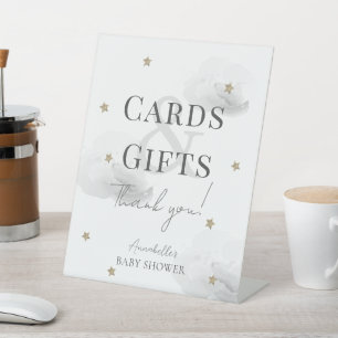 Signe De Table Nuage 9 nuages gris Cartes de Baby shower et cadea