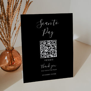 Signe De Table Numérisation de QR noir simple et moderne pour pay