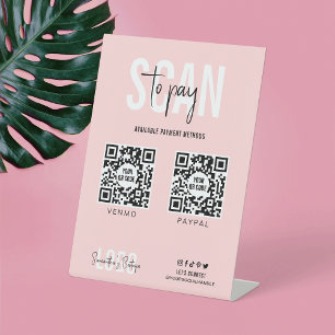 Signe De Table Numérisation des codes QR personnalisés 2 pour pay