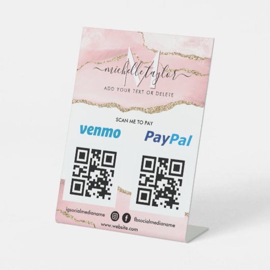 Signe De Table Numérisation moderne pour payer Venmo PayPal QR co (Recto)
