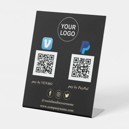 Signe De Table Numérisation moderne pour payer Venmo PayPal votre (Recto)