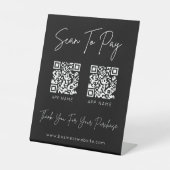 Signe De Table Numérisation pour payer le code QR Black Pedestal  (Recto)