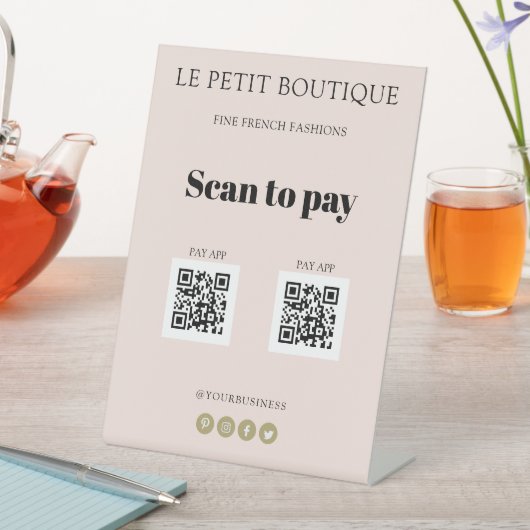Signe De Table Numérisation rose vif moderne vers Pay App 2 codes (In SItu)