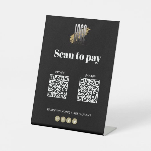 Signe De Table Numérisation simple du logo pour payer les applis (Recto)