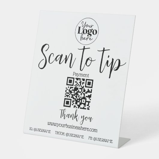 Signe De Table Numériser pour faire un pourboire, payer le pot-po (Recto)