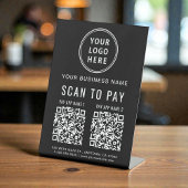 Signe De Table Numériser pour payer 2 codes QR Logo noir