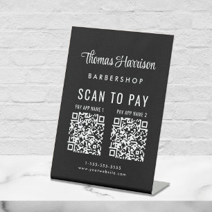 Signe De Table Numériser pour payer 2 codes QR Tablet Entreprise 
