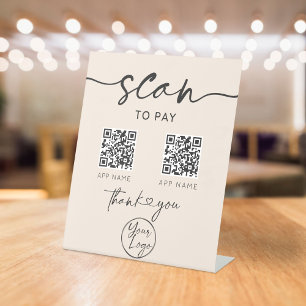 Signe De Table Numériser pour payer le code QR Signal piédestal