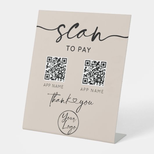 Signe De Table Numériser pour payer le code QR Signal piédestal (Recto)