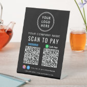 Signe De Table Numériser pour payer Logo CashApp Venmo QR Codes n (In SItu)