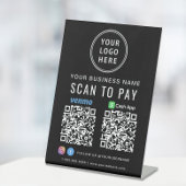Signe De Table Numériser pour payer Logo CashApp Venmo QR Codes n