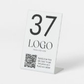 Signe De Table Numéro de table blanc de restaurant avec logo d'en (Recto)