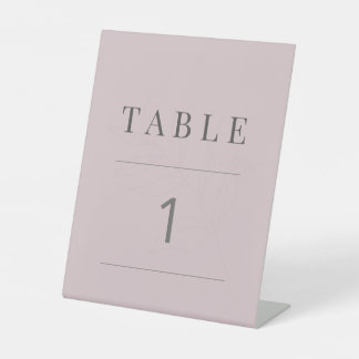 Signe De Table Numéro de table botanique minimaliste Rose Pâle