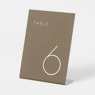 Signe De Table Numéro de table Brown minimaliste moderne Tente Si