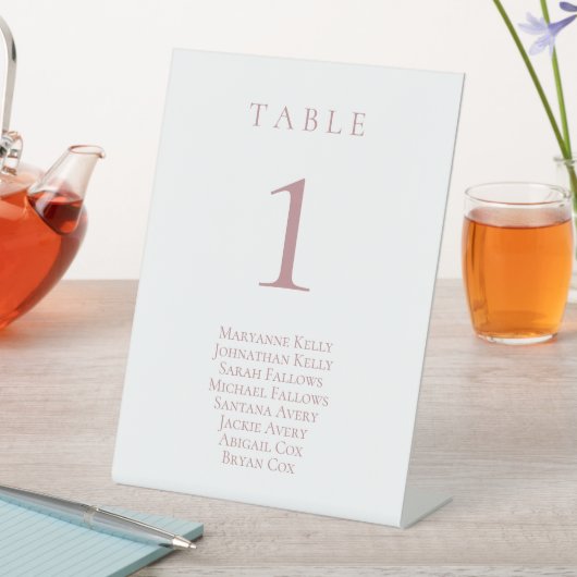 Signe De Table Numéro de table classique Dusty Rose avec tableau  (In SItu)
