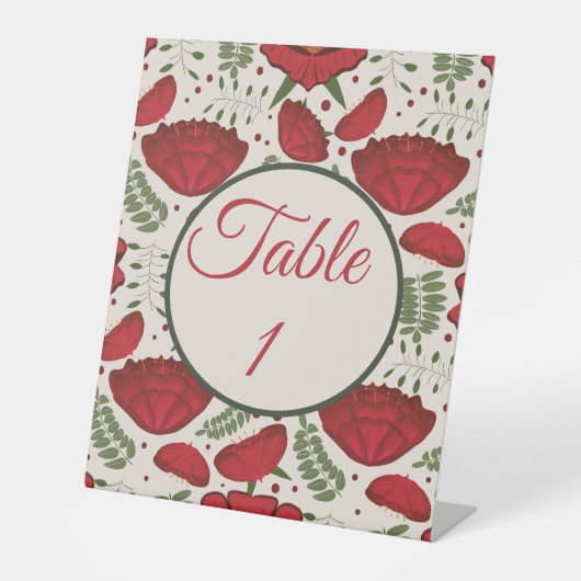 Signe De Table Numéro de table Coquelicot Rouge Fleur Sauvage (Recto)