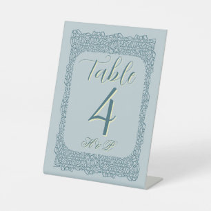 Signe De Table Numéro de table de dentelle bleue vintage personna