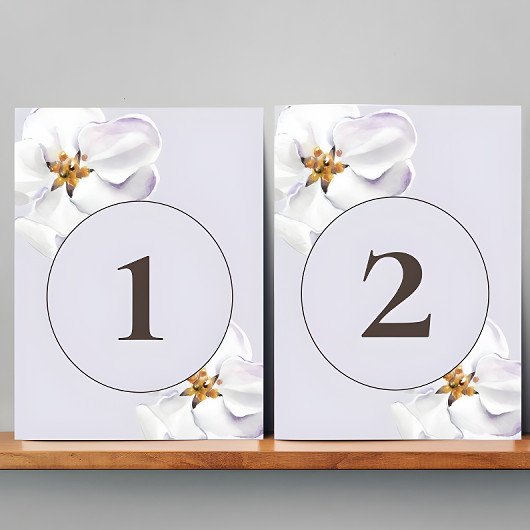Signe De Table Numéro de table de fleurs de printemps aquarelle