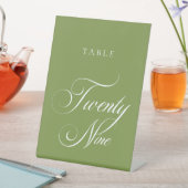 Signe De Table Numéro de table de mariage à la calligraphie verte (In SItu)