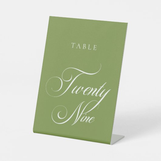 Signe De Table Numéro de table de mariage à la calligraphie verte (Recto)