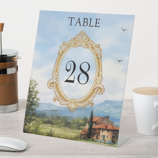 Signe De Table Numéro de table de mariage à la campagne toscane (In SItu)