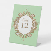Signe De Table Numéro de table de mariage baroque menthe (Recto)