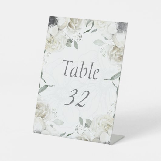 Signe De Table Numéro de table de mariage botanique floral blanc  (Recto)