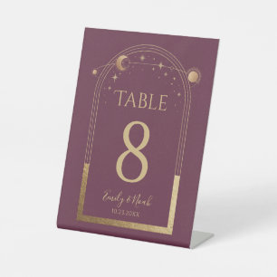 Signe De Table Numéro de table de mariage céleste Plum Gold