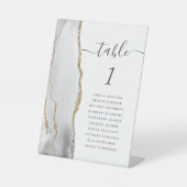 Signe De Table Numéro de table de mariage en agate gris or (Recto)