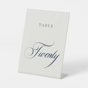 Signe De Table Numéro de table de mariage en calligraphie bleue c