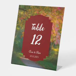 Signe De Table Numéro de table de mariage en journée d'automne co