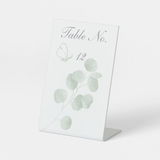 Signe De Table Numéro de table de mariage Eucalyptus & Papillon (Recto)
