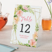 Signe De Table Numéro de table de mariage floral de jungle tropic (In SItu)