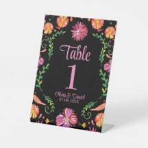 Numéro de table de mariage floral Fiesta Mexicain