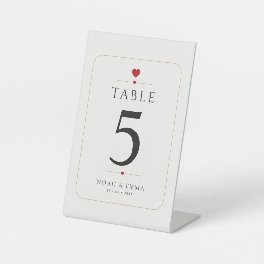 Signe De Table Numéro de table de mariage minimal élégant (Recto)