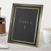 Signe De Table Numéro de table de mariage or et noir élégant jour (In SItu)