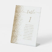 Signe De Table Numéro de table de mariage pailleté blanc et or (Recto)