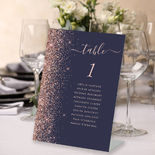 Signe De Table Numéro de table de mariage pailleté or rose bleu f