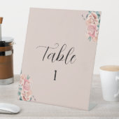 Signe De Table Numéro de table de mariage rose avec des roses (In SItu)